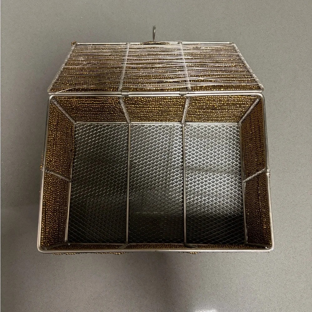 Pottery Barn Gold Beaded Box, Like New